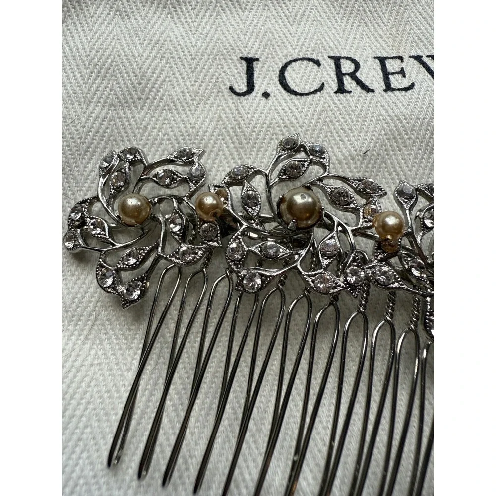 J.Crew Pearl Hair Comb Rhinestone Floral‎ Bridal Wedding Prom Accessory